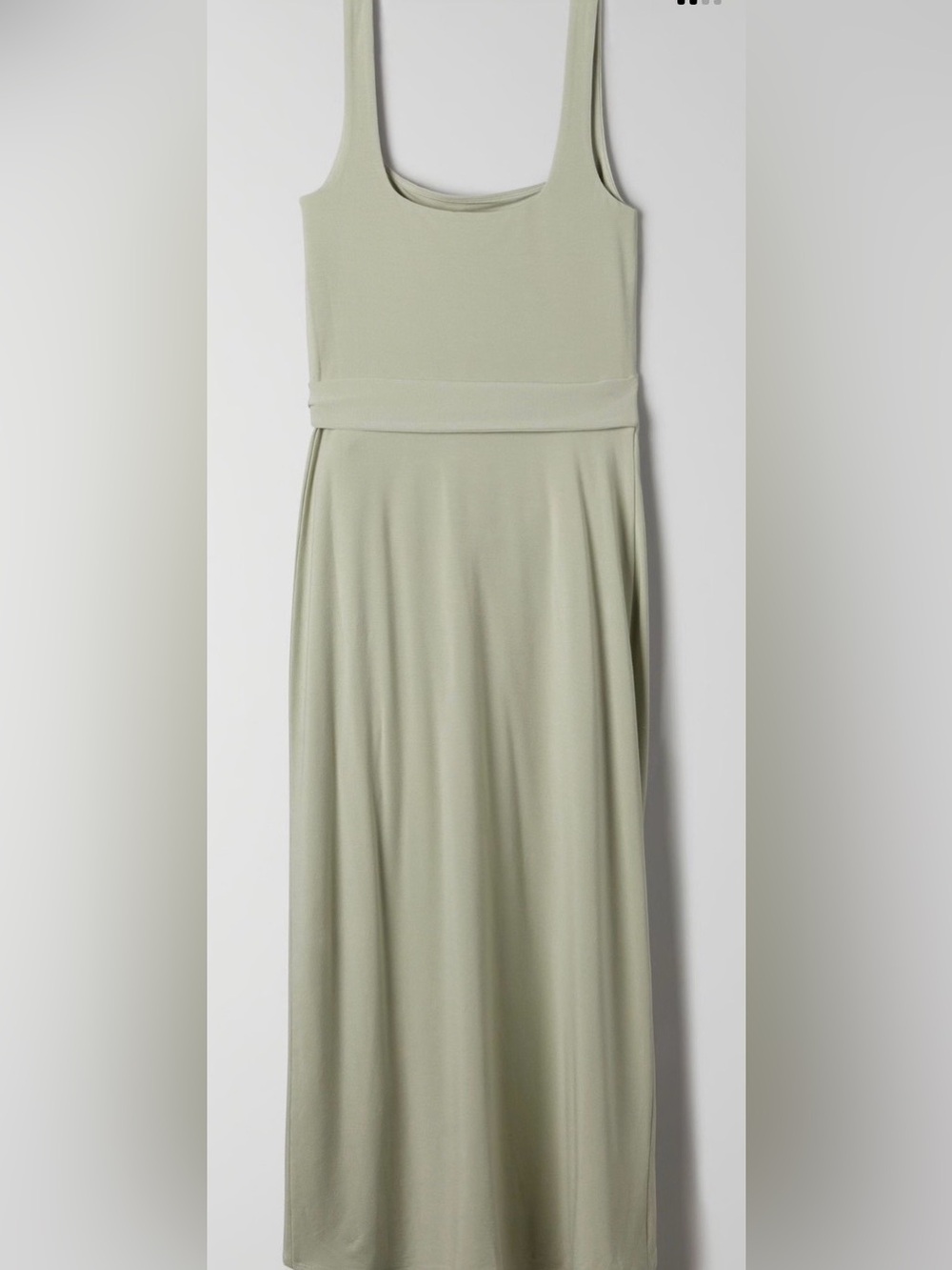 NWT Aritzia Wilfred Saturn Midi Dress Square Neck Wrap in Pastel Sage Green Sz M - Picture 7 of 12